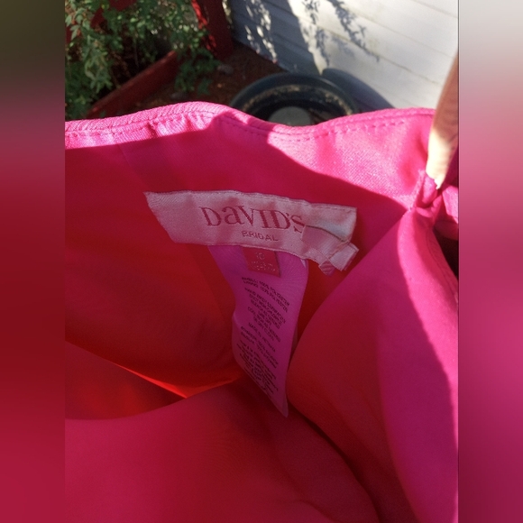 Size 18 Davids Bridal Long Strapless Crink C Color Begoni Dim W10 31014188 - Picture 7 of 9